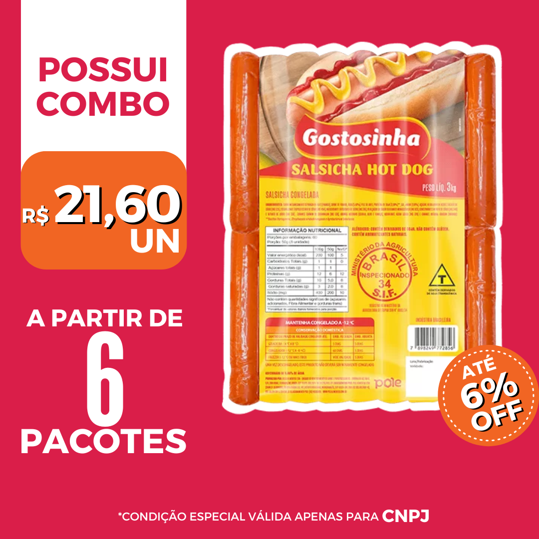Salsicha Hot Dog Cong 3kg - Gostosinha> image number 0