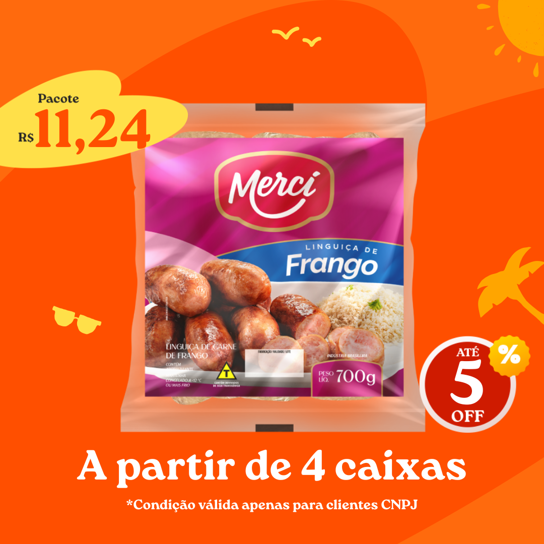 Linguiça de Frango Cong 700g - Mercí