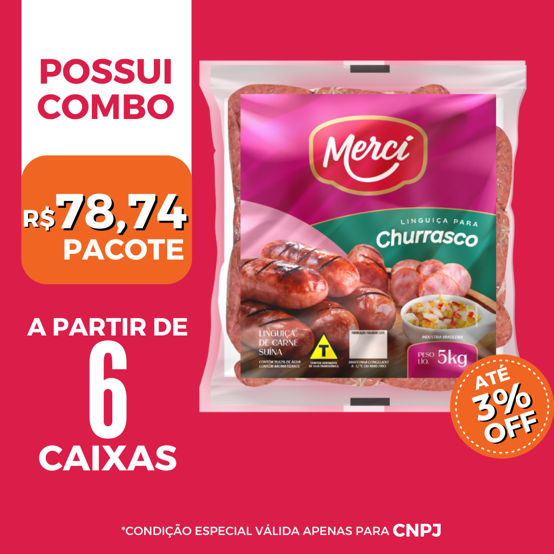 Linguiça Suina Cong 5kg - Mercí