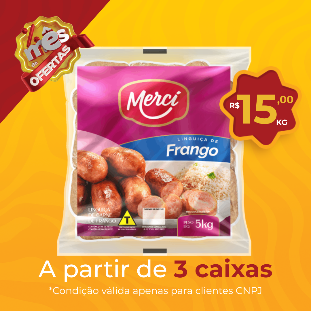 Lingui&ccedil;a de Frango Cong 5kg - Merc&iacute;