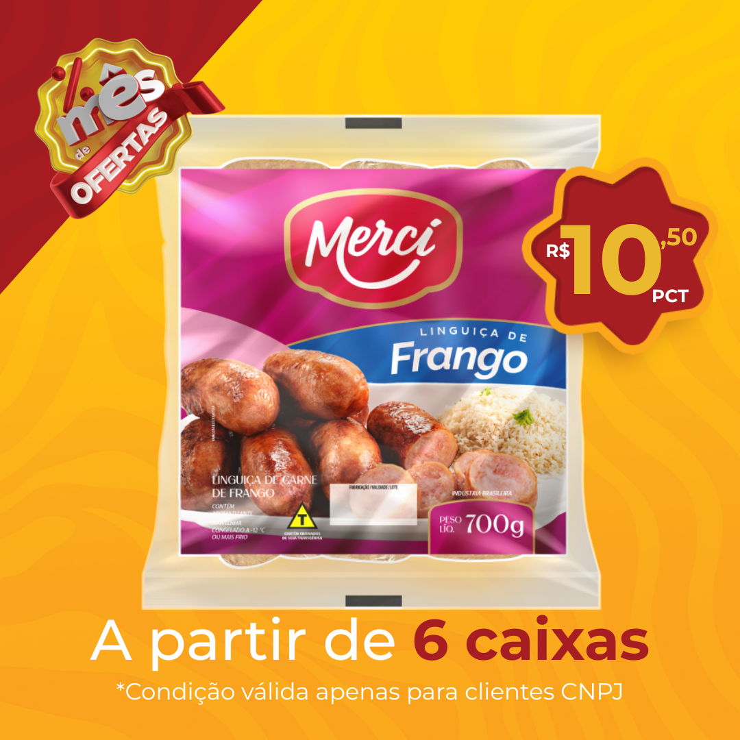 Linguiça de Frango Cong 700g - Mercí